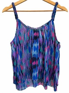 Aerie Blue, Purple & Pink Printed Braided-Strap Tank Top, Size Medium